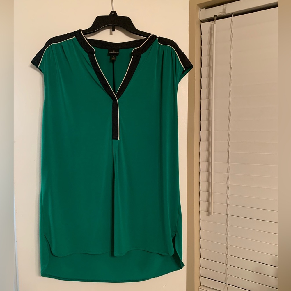 Worthington Green V-Neck Cap Sleeve Blouse Size XL Size X-Large